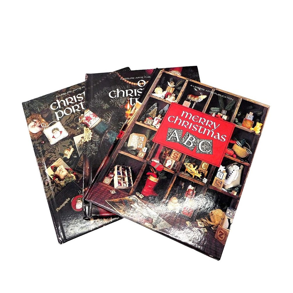 Lot of 3 Christmas Cross Stitch Books Color Patterns Leisure Arts